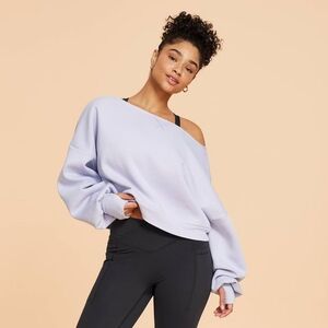 NWT Blogilates Dance Studio Lavender Off-Shoulder Cropped Sweatshirt
